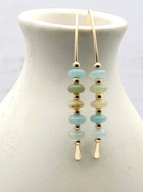 Amazonite and Gold Threader Handmade Earrings