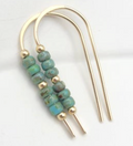 Gold & Turquoise Beaded Threader Earrings