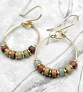 Gold Hoop Earrings with Earth Tone Jasper Earrings