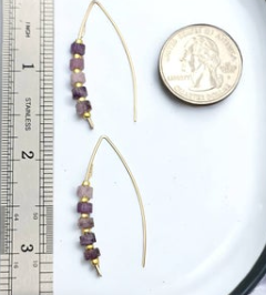 Gold Wishbone Threader Earrings with Amethyst