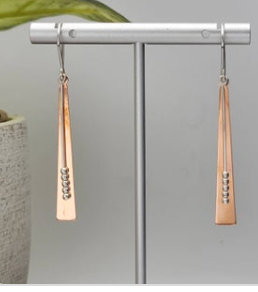 Long Bar Copper and Silver Earrings