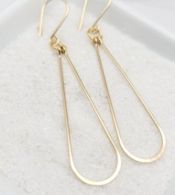Long Gold Hoops - Handmade Earrings
