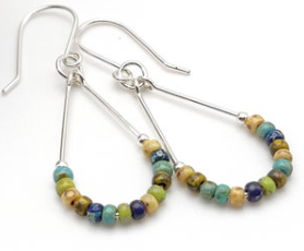 Sterling Silver Hoops with Picasso Beads