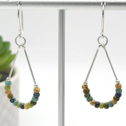 Sterling Silver Hoops with Picasso Beads