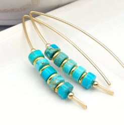 Turquoise Jasper and Gold Threader Earrings