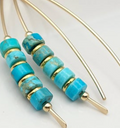 Turquoise Jasper and Gold Threader Earrings
