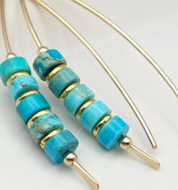 Turquoise Jasper and Gold Threader Earrings