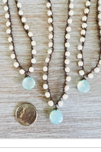 TWIST Faceted Aqua Blue Chalcedony Drop with Czech Crystal