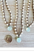 TWIST Faceted Aqua Blue Chalcedony Drop with Czech Crystal