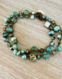Gulf Of Mexico Beach Necklace Or Wrap Bracelet With Pearls
