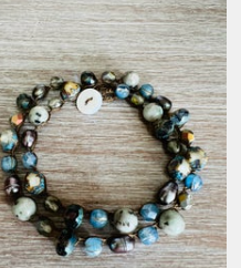 TWIST Denim Beach Wrap Crocheted Necklace With Stones And Pearls