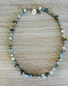 TWIST Denim Beach Wrap Crocheted Necklace With Stones And Pearls