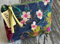 Flora  Pouch, Embroidered Zippered Clutch