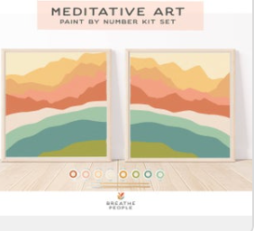Abstract Zen Peaks Meditative Art Paint by Number Kit+ Easel