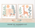 Elephant + Giraffe Paint by Number Kit + Easel for kids