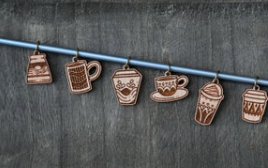 Cherry Wood Coffee Cup Stitch Markers for Knitting, Set of 6