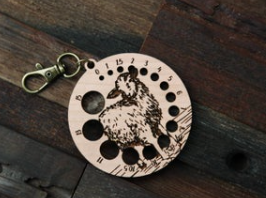 Cherry Wood Knitting Needle Gauge with Sheep & Bronze Clasp