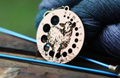 Cherry Wood Knitting Needle Gauge with Sheep & Bronze Clasp