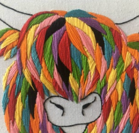 Highland Cow Embroidery Kit: Simple kit - no hoop